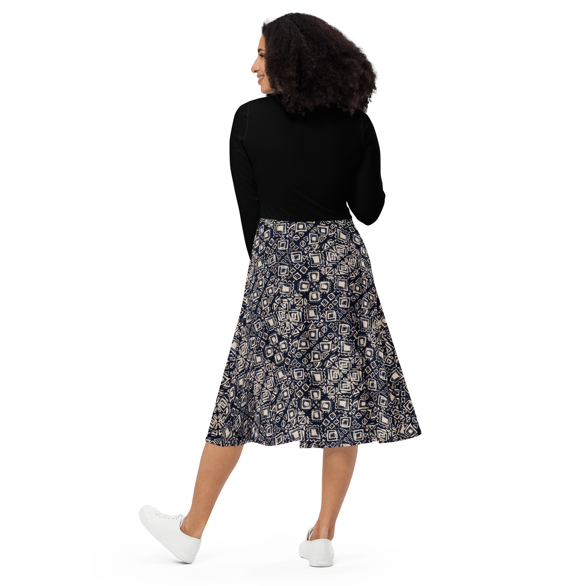 Graham Print Long Sleeve Midi Dress - L & M Kee, LLC