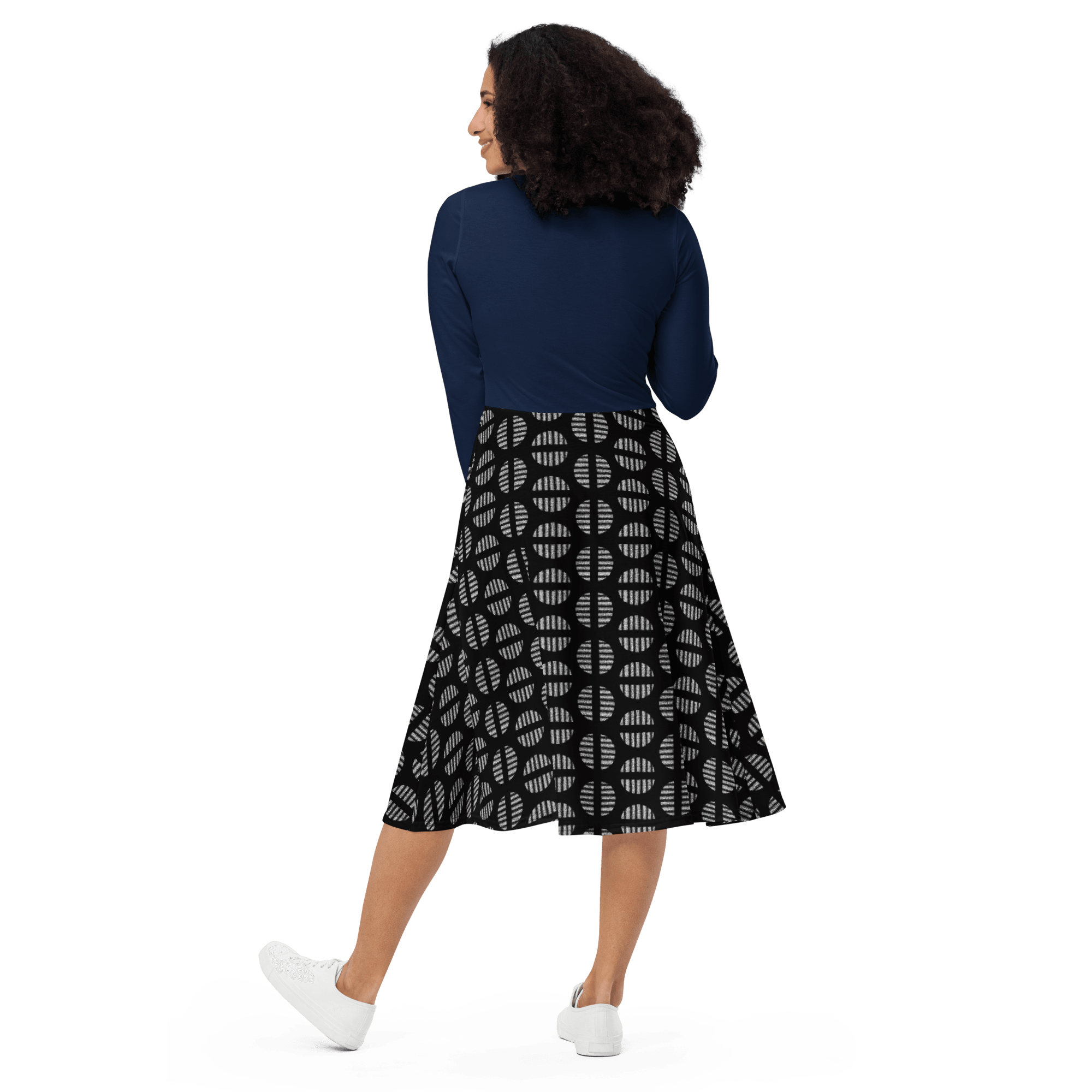 Navy Circle Long Sleeve Midi Dress - L & M Kee, LLC