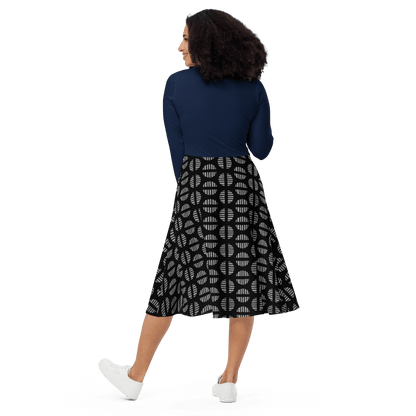 Navy Circle Long Sleeve Midi Dress - L & M Kee, LLC