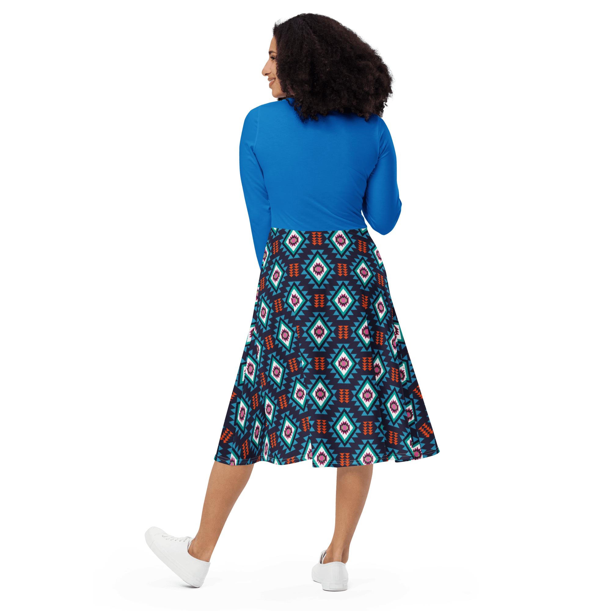 Blue Diamond Long Sleeve Midi Dress - L & M Kee, LLC