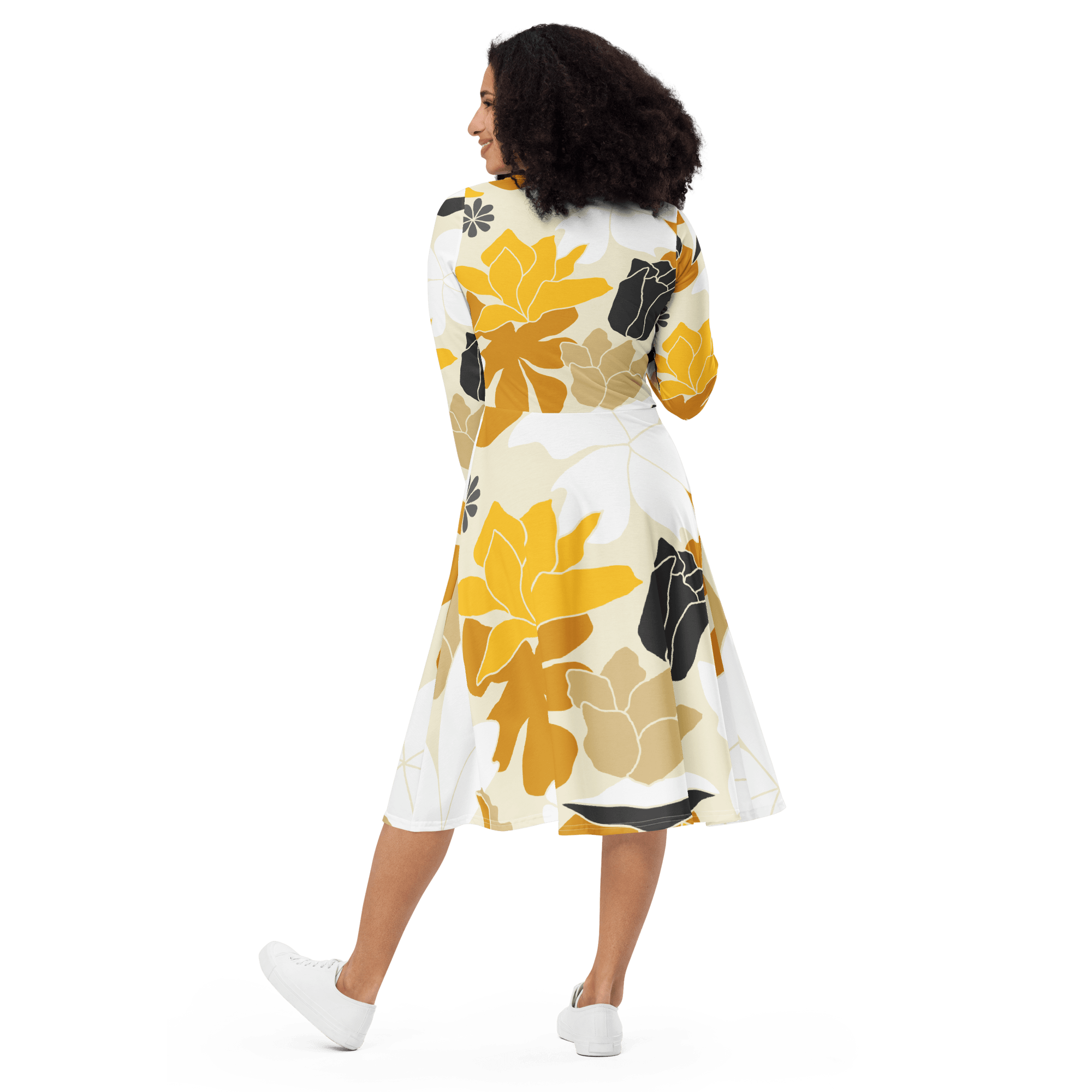 Fall Floral Long Sleeve Midi Dress - L & M Kee, LLC