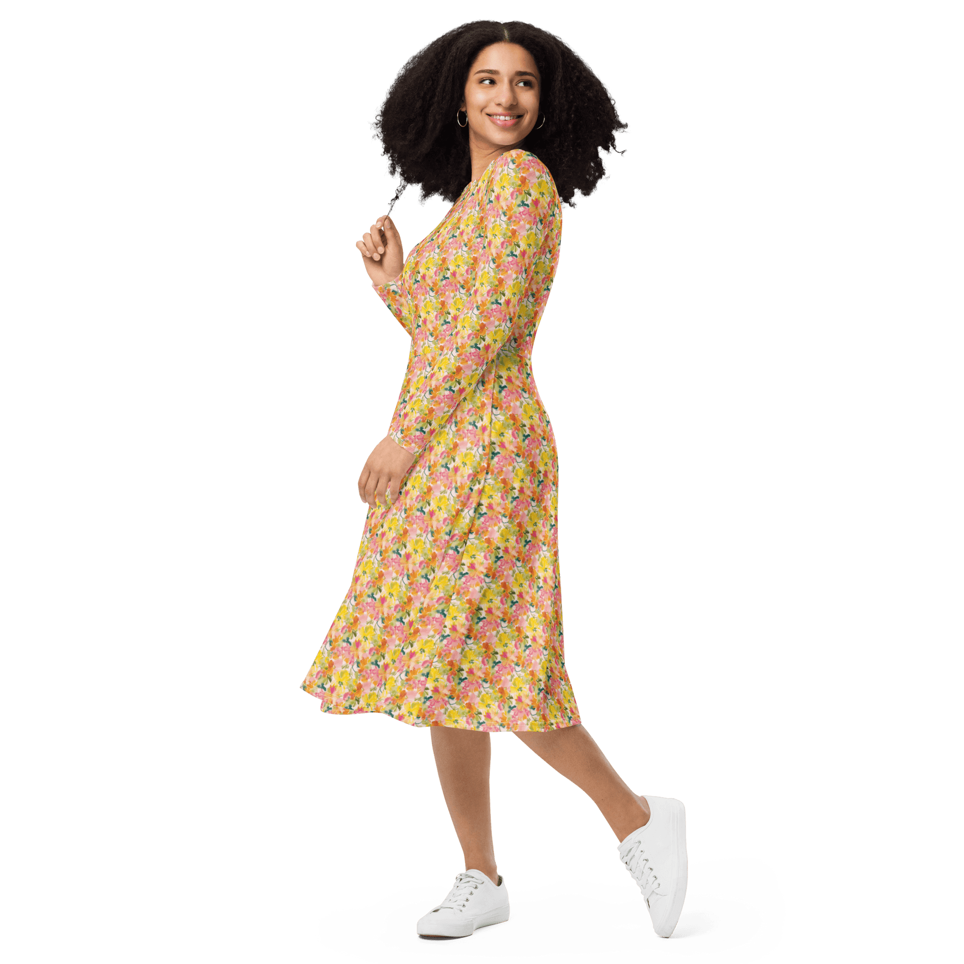 Annie Yellow Rose Midi Dress - L & M Kee, LLC