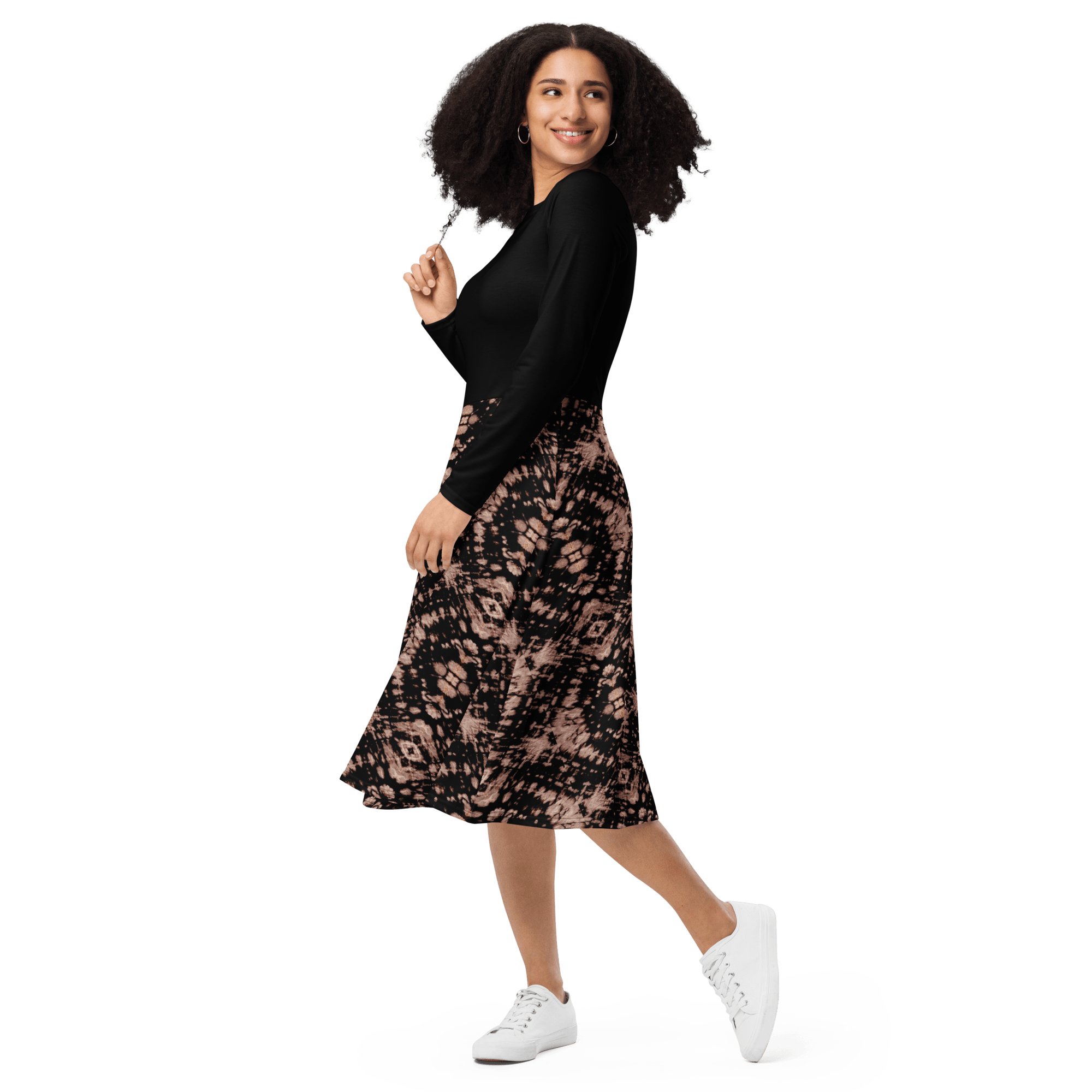 Autumn Diamond Print Midi Dress - L & M Kee, LLC