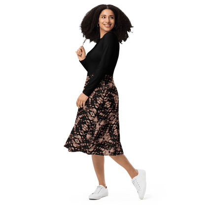 Autumn Diamond Print Midi Dress - L & M Kee, LLC