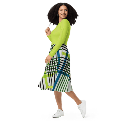 Mindaro Green Plaid Long Sleeve Midi Dress - L & M Kee, LLC