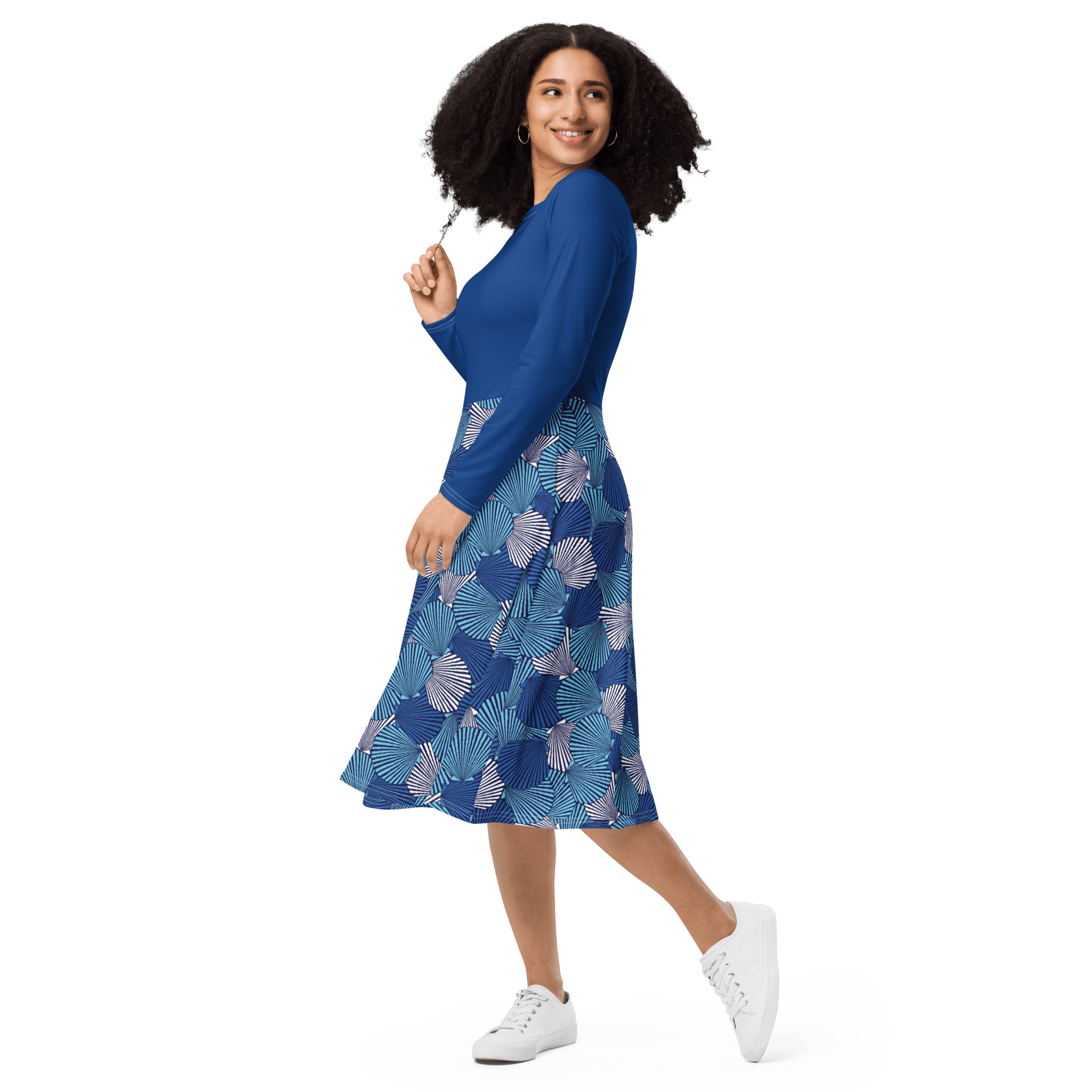 Blue Sea Shell Midi Dress - L & M Kee, LLC