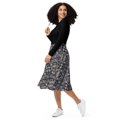 Graham Print Long Sleeve Midi Dress - L & M Kee, LLC