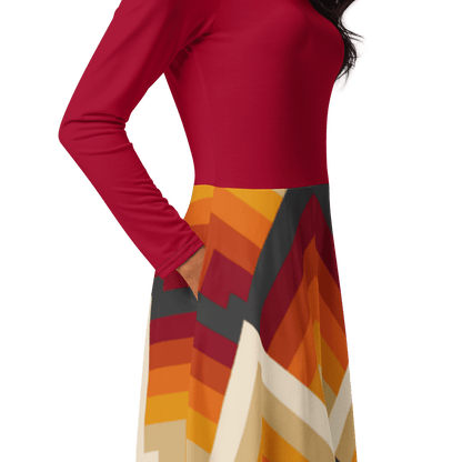 Carmine Tribal Long Sleeve Midi Dress - L & M Kee, LLC