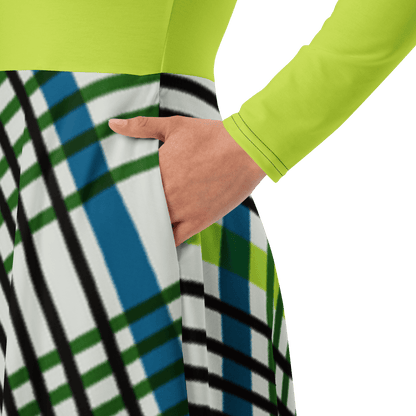 Mindaro Green Plaid Long Sleeve Midi Dress - L & M Kee, LLC