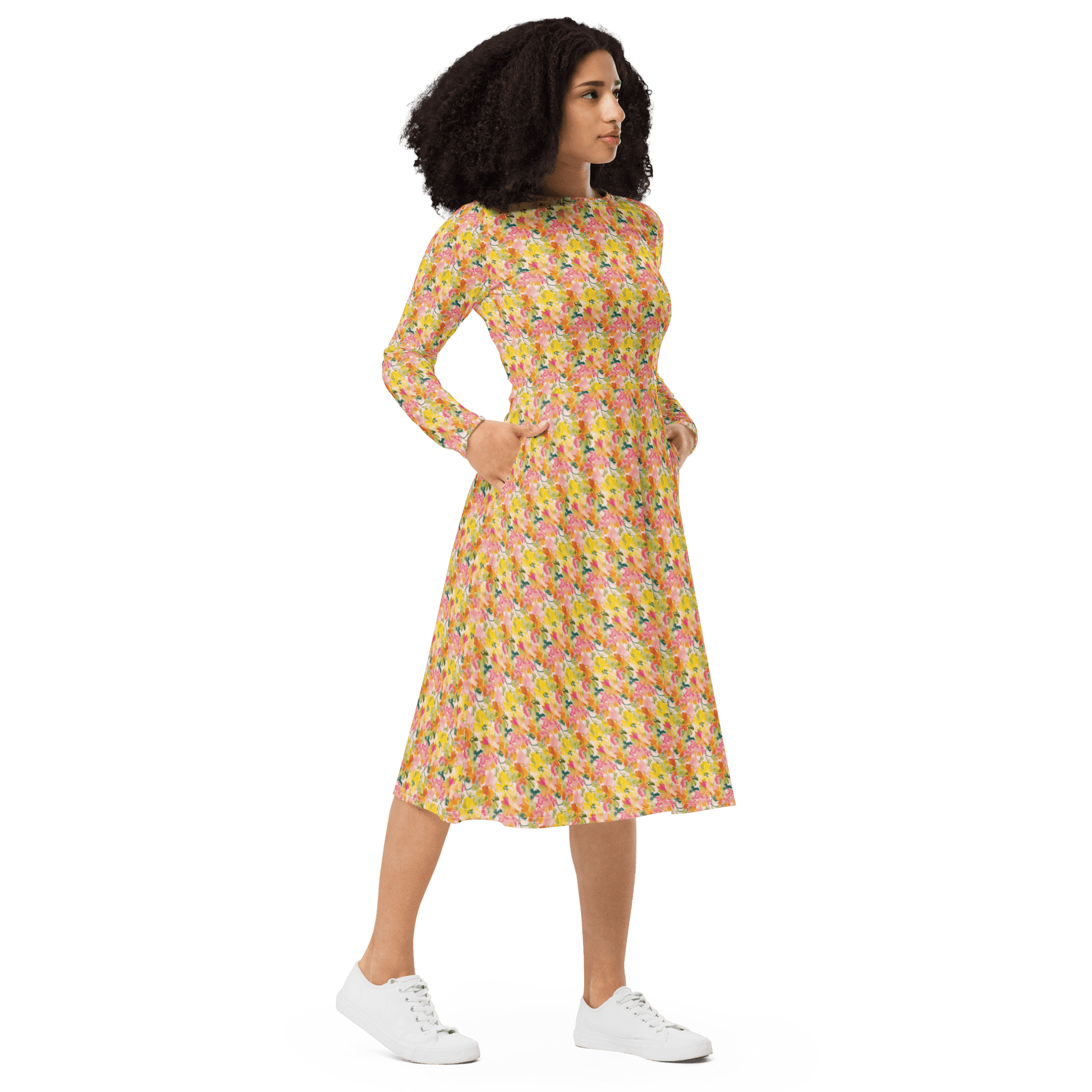 Annie Yellow Rose Midi Dress - L & M Kee, LLC