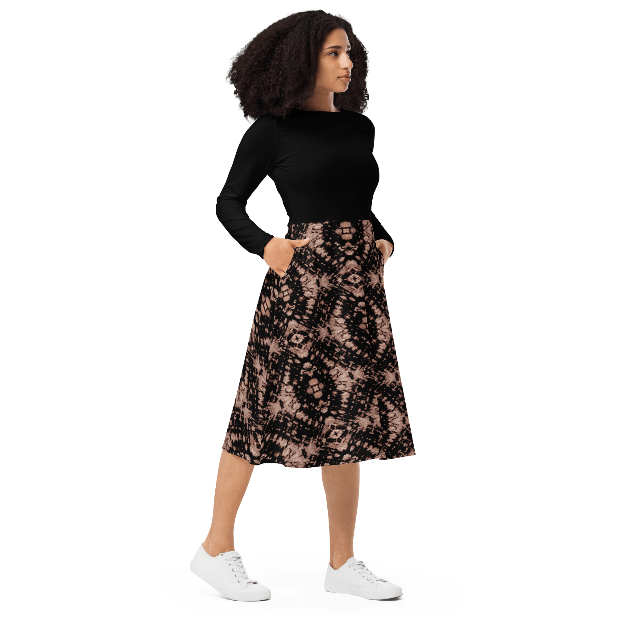 Autumn Diamond Print Midi Dress - L & M Kee, LLC