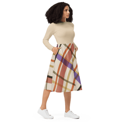 Champagne Plaid Midi Dress - L & M Kee, LLC