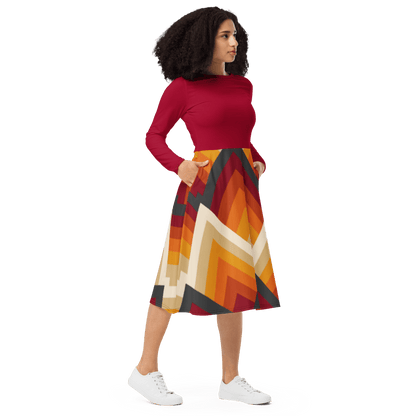 Carmine Tribal Long Sleeve Midi Dress - L & M Kee, LLC