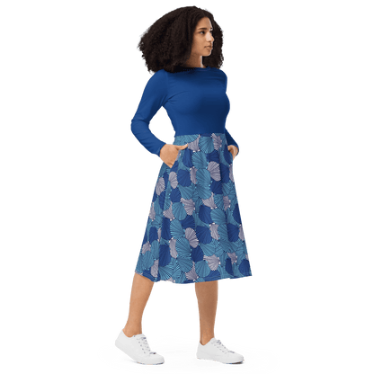 Blue Sea Shell Midi Dress - L & M Kee, LLC