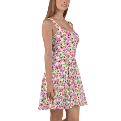 Pretty Floral Easter Flower Skater Dress - L & M Kee, LLC