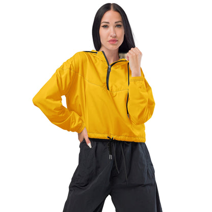 Womens Cropped Windbreaker Jacket - Golden Yellow