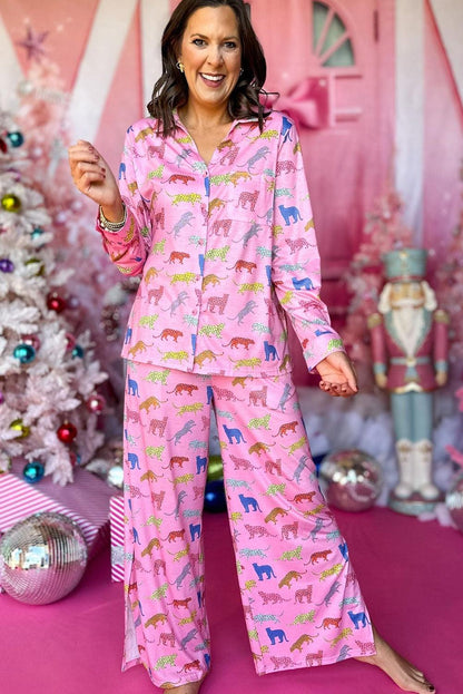 Pink Cheetah Print Shirt and Pants Pajama Set - L & M Kee, LLC