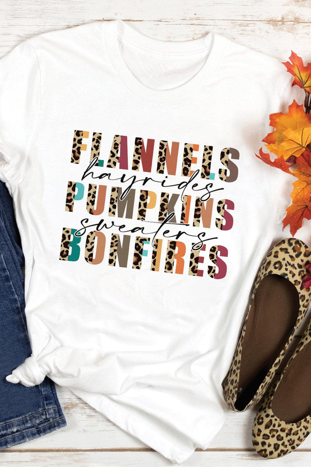 White Flannels Hayrides Pumpkins Sweaters Bonfires Tee - L & M Kee, LLC