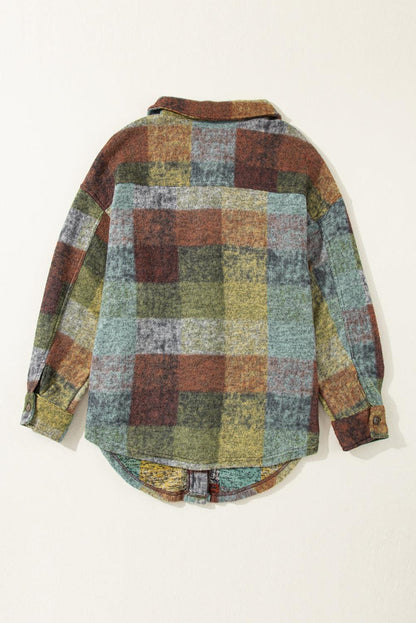 Multicolor Brushed Plaid Pocketed Oversize Shacket - L & M Kee, LLC