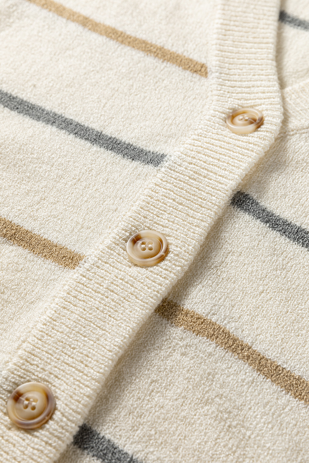 Multicolour Striped Print Button V Neck Sweater Vest