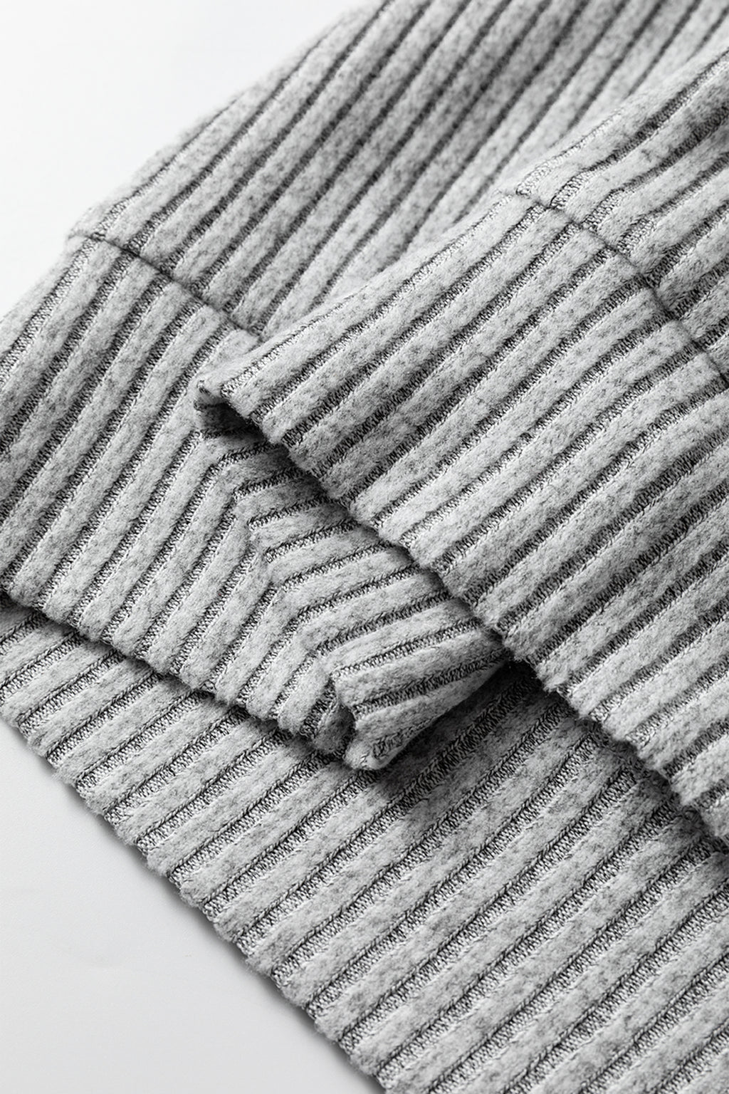 Gray Leopard Print Colorblock Patchwork Ribbed Knit Top