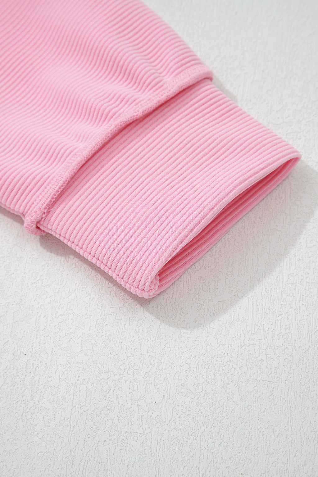 Pink Horizontal Ribbed Exposed Seam Detail Drop Shoulder Baggy Pullover