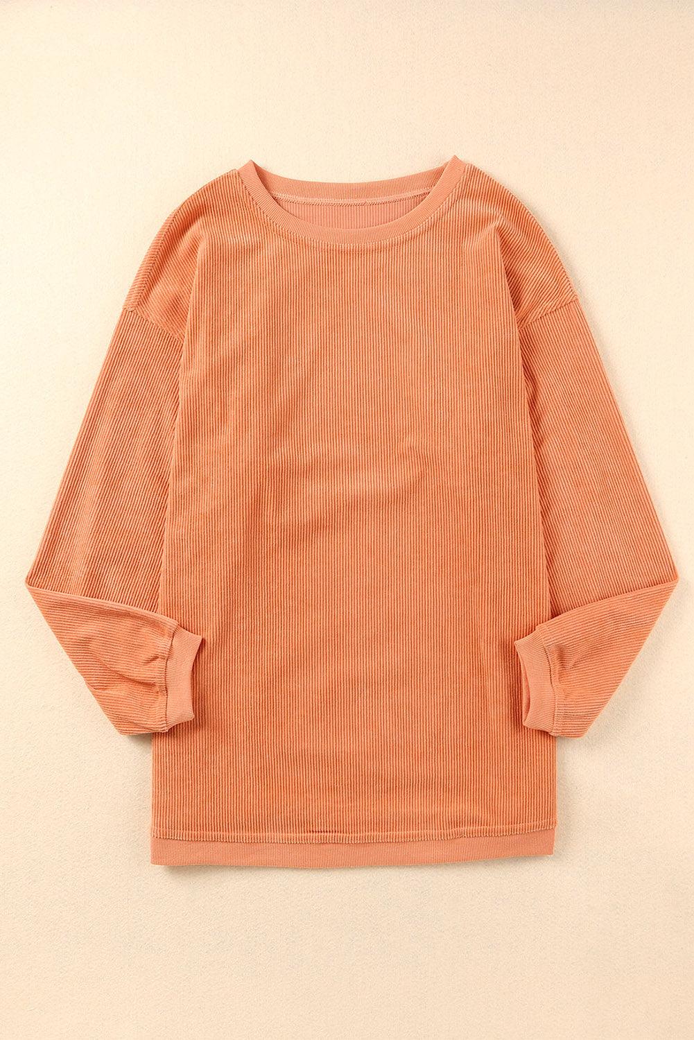 Orange JOLENE Ribbed Corded Oversized Sweatshirt - L & M Kee, LLC