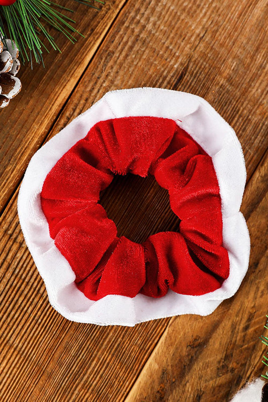 Fiery Red Mixed Flannel Christmas Scrunchie Hair Tie - L & M Kee, LLC