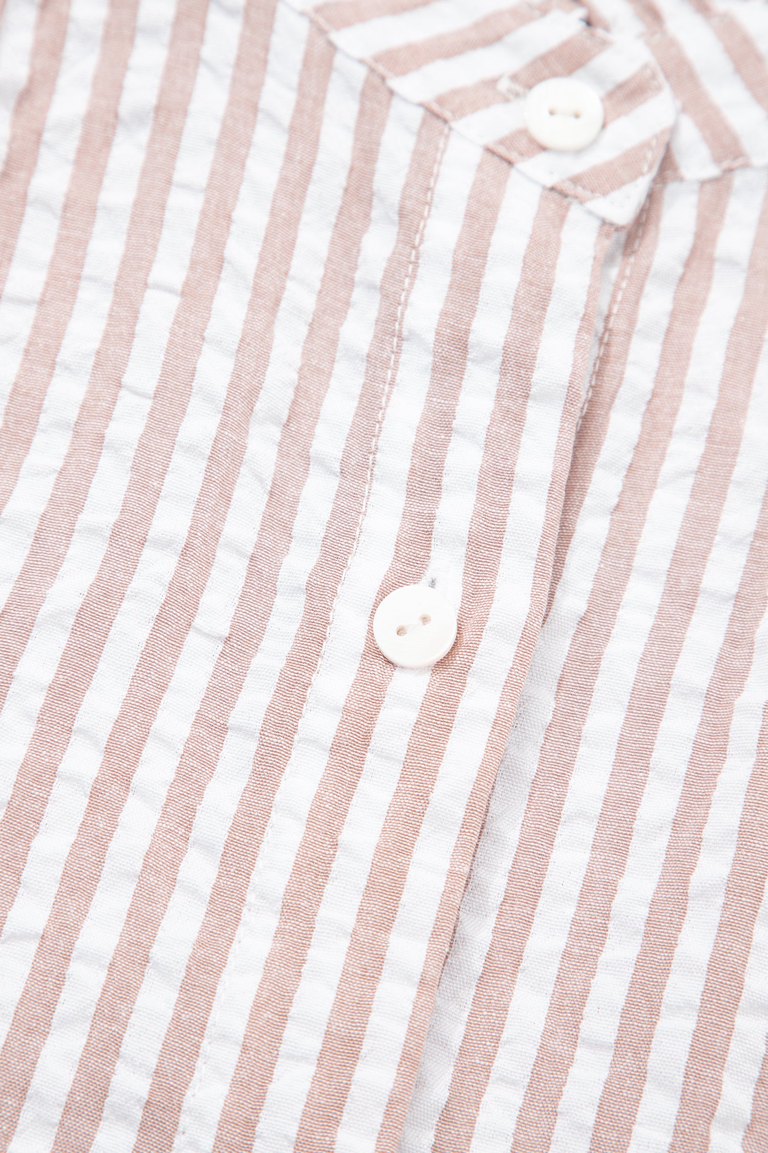 Khaki Stripe Frilled Collar Half Sleeve Shirt Maxi Dress