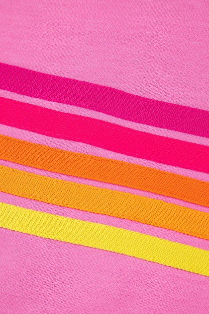 Bonbon Striped Patch Front Casual Tee