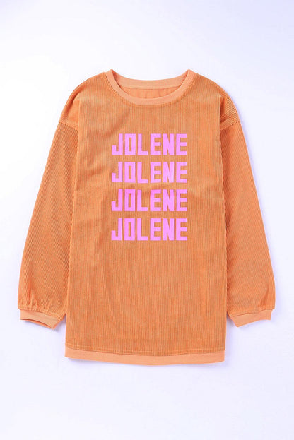 Orange JOLENE Ribbed Corded Oversized Sweatshirt - L & M Kee, LLC