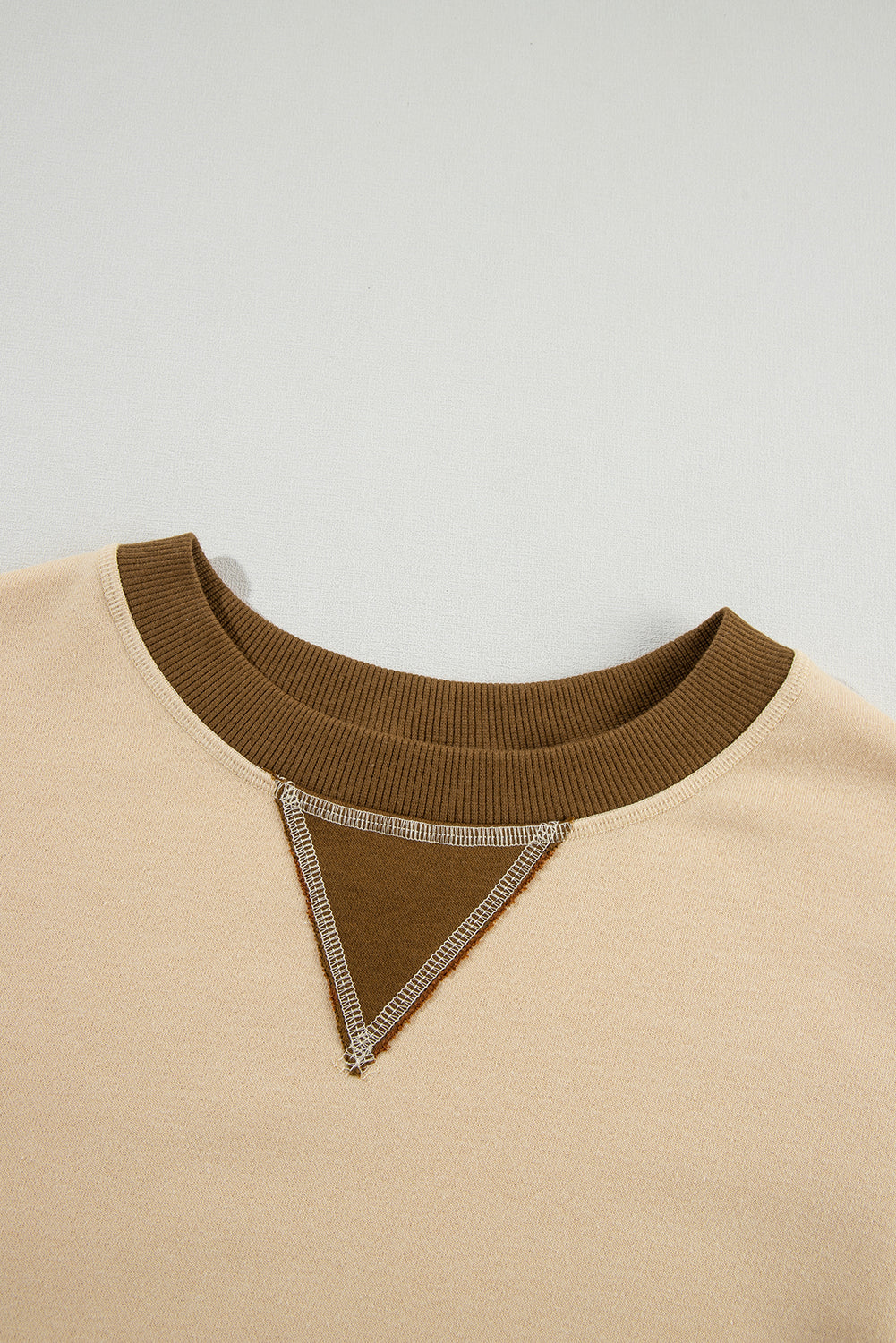 Parchment Color Block Thumbhole Sleeve Drop Shoulder Sweatshirt