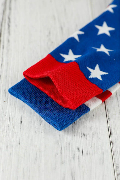 Sail Blue American Flag Pattern Soft Knitted Socks - L & M Kee, LLC