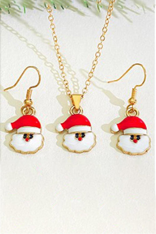 Fiery Red Christmas Santa Claus Earrings and Necklace Set - L & M Kee, LLC