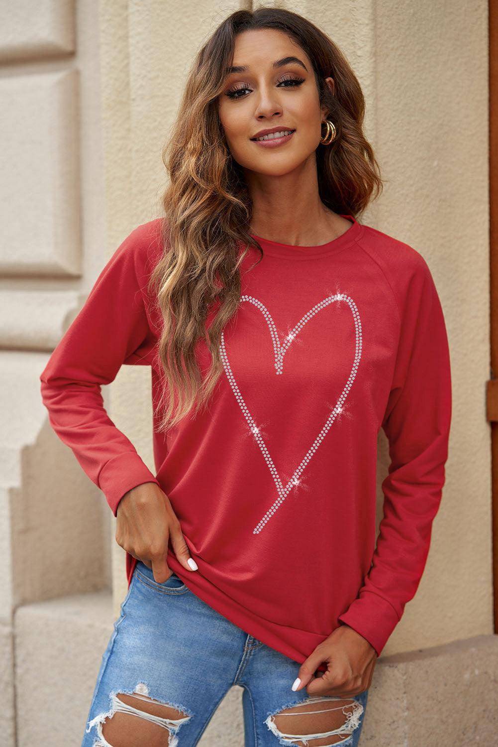 Fiery Red Chenille MERRY Christmas Raglan Sleeve Sweatshirt - L & M Kee, LLC