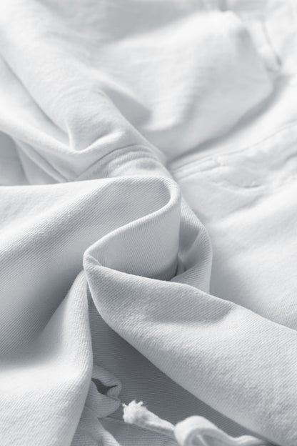 White Bow Knot Side Detail Straight Leg Loose Jeans