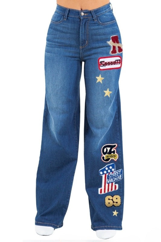 Camila Varsity Wide Leg Jean