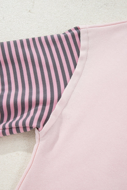 Delicacy Striped Colorblock Patchwork Drop Shoulder Sweatshirt