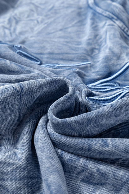 Real Teal saved by grace Letter Embroidery Mineral Wash Loose Sweatshirt