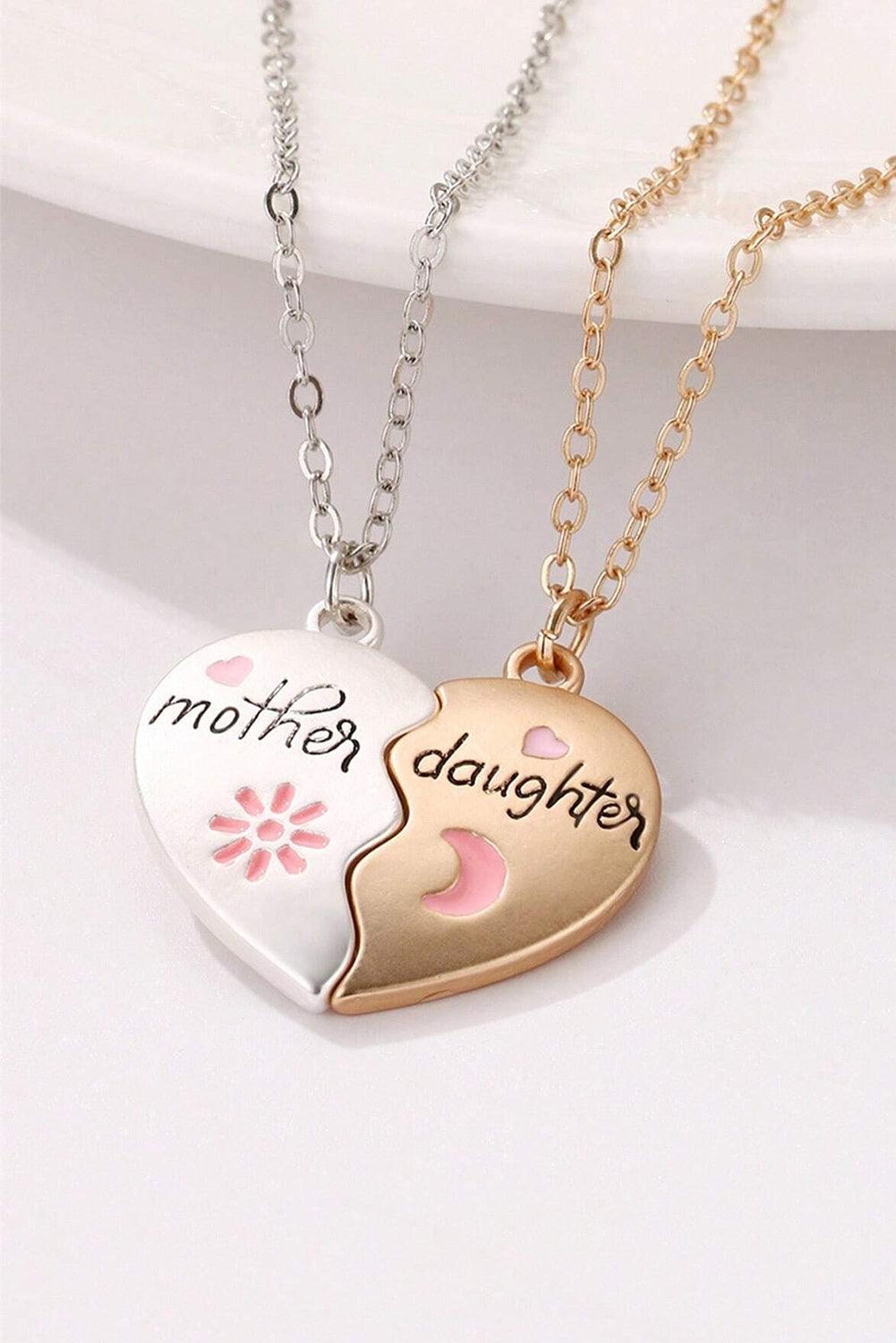 White 2pcs Mother & Daughter Magnetic Heart Necklace - L & M Kee, LLC