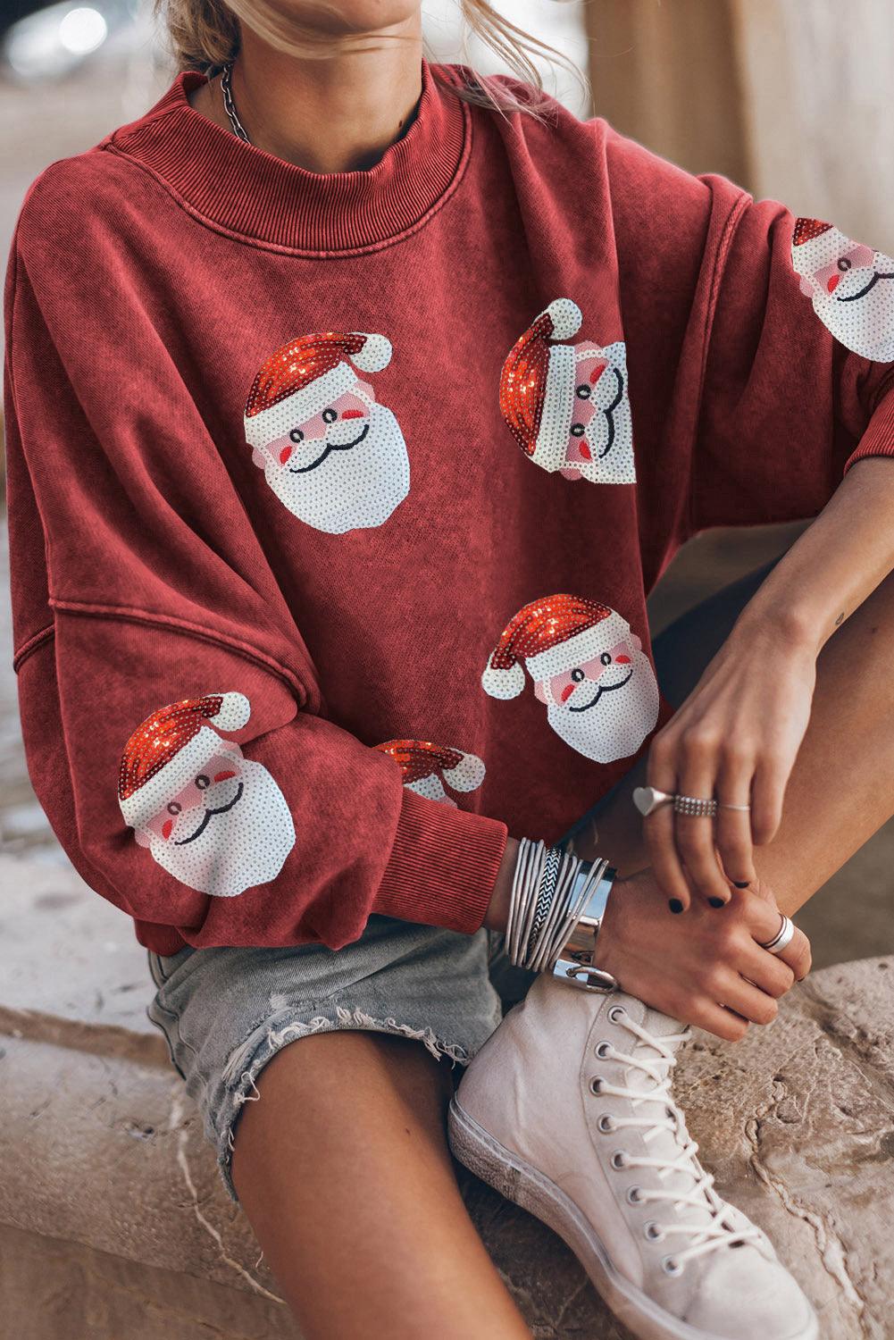 Ruby Sequined Santa Claus Christmas Fashion Sweatshirt - L & M Kee, LLC