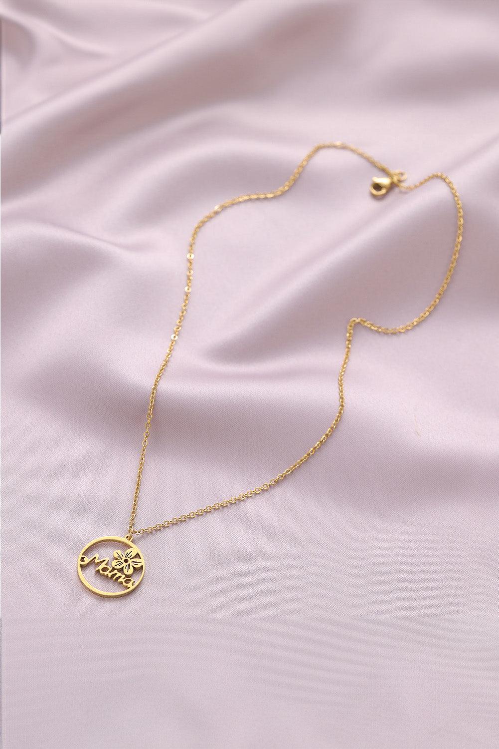 Gold Special Gift Floral Mama Letter Necklace