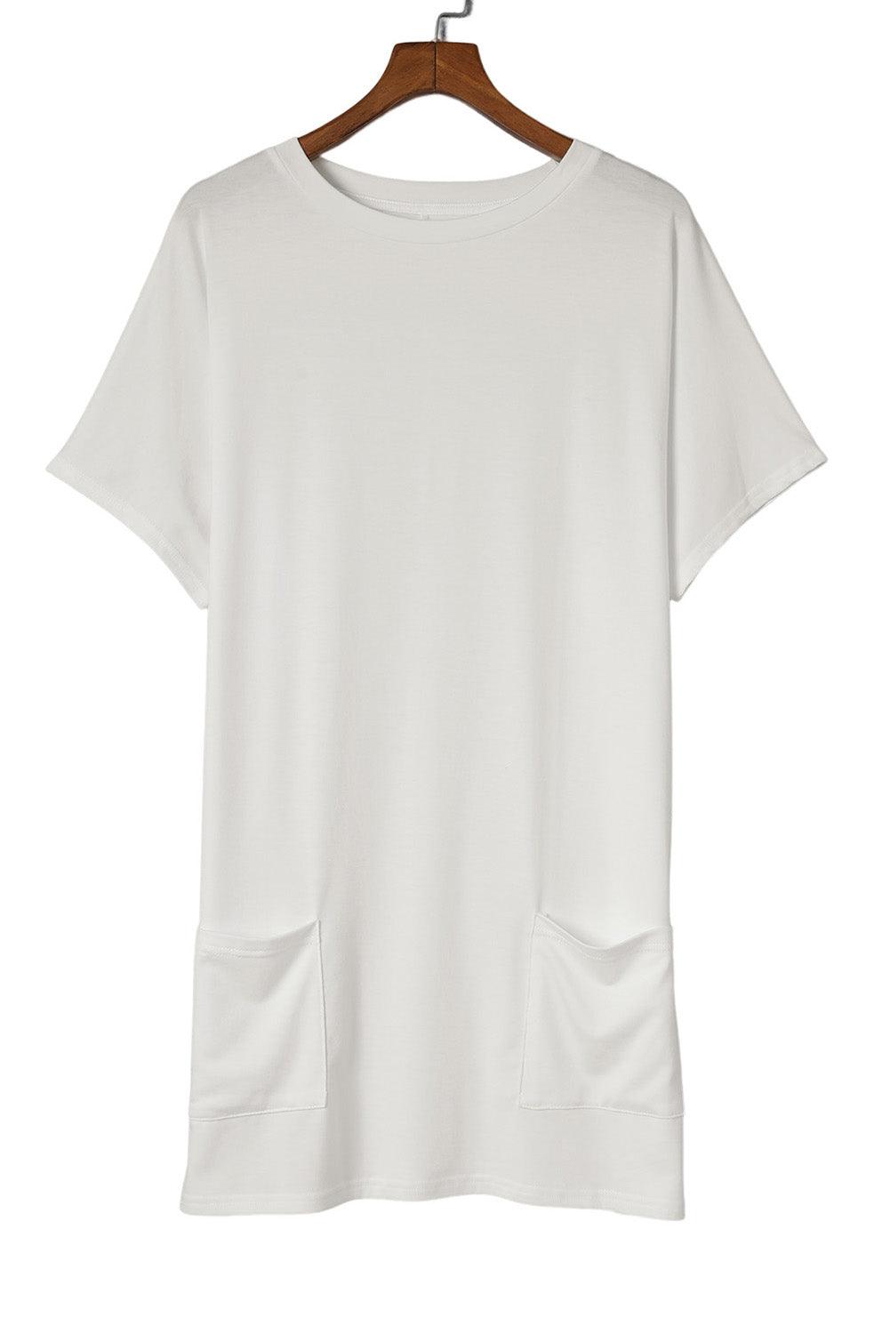 White Side Pockets Short Sleeve Tunic Top - L & M Kee, LLC