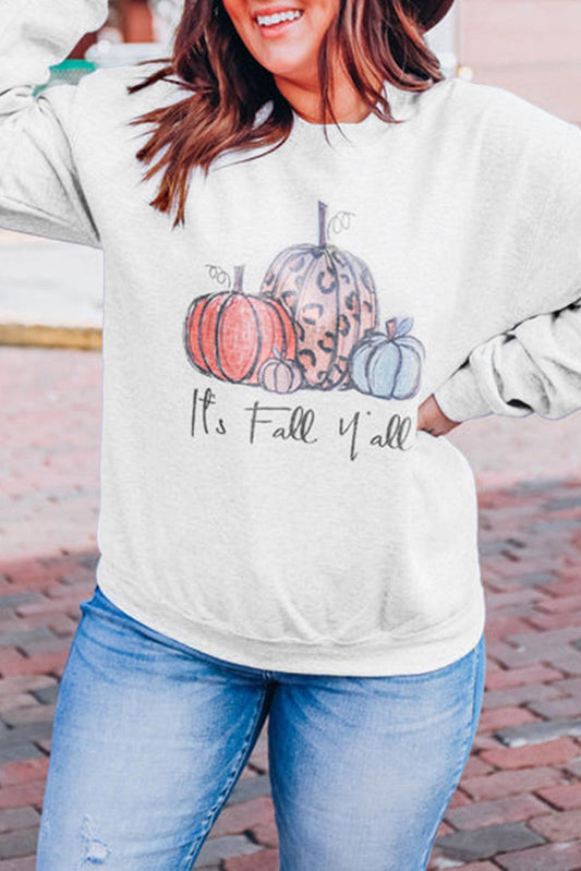 Gray Pumpkin Graphic Plus Size Pullover Sweatshirt - L & M Kee, LLC