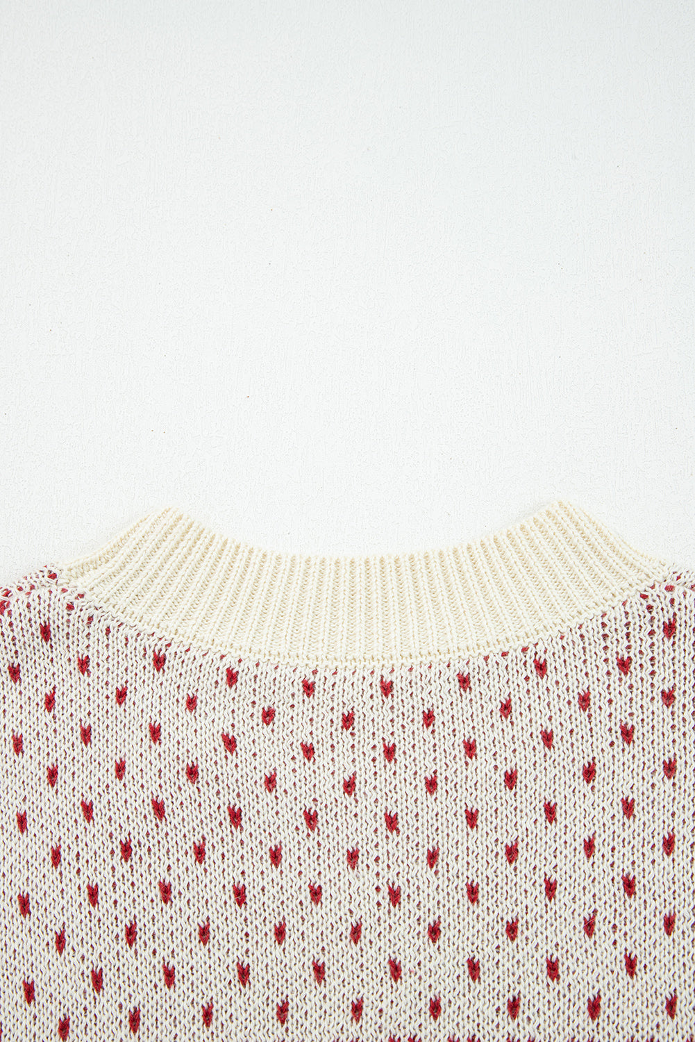 Red Contrast Color Pattern Lantern Sleeve Sweater