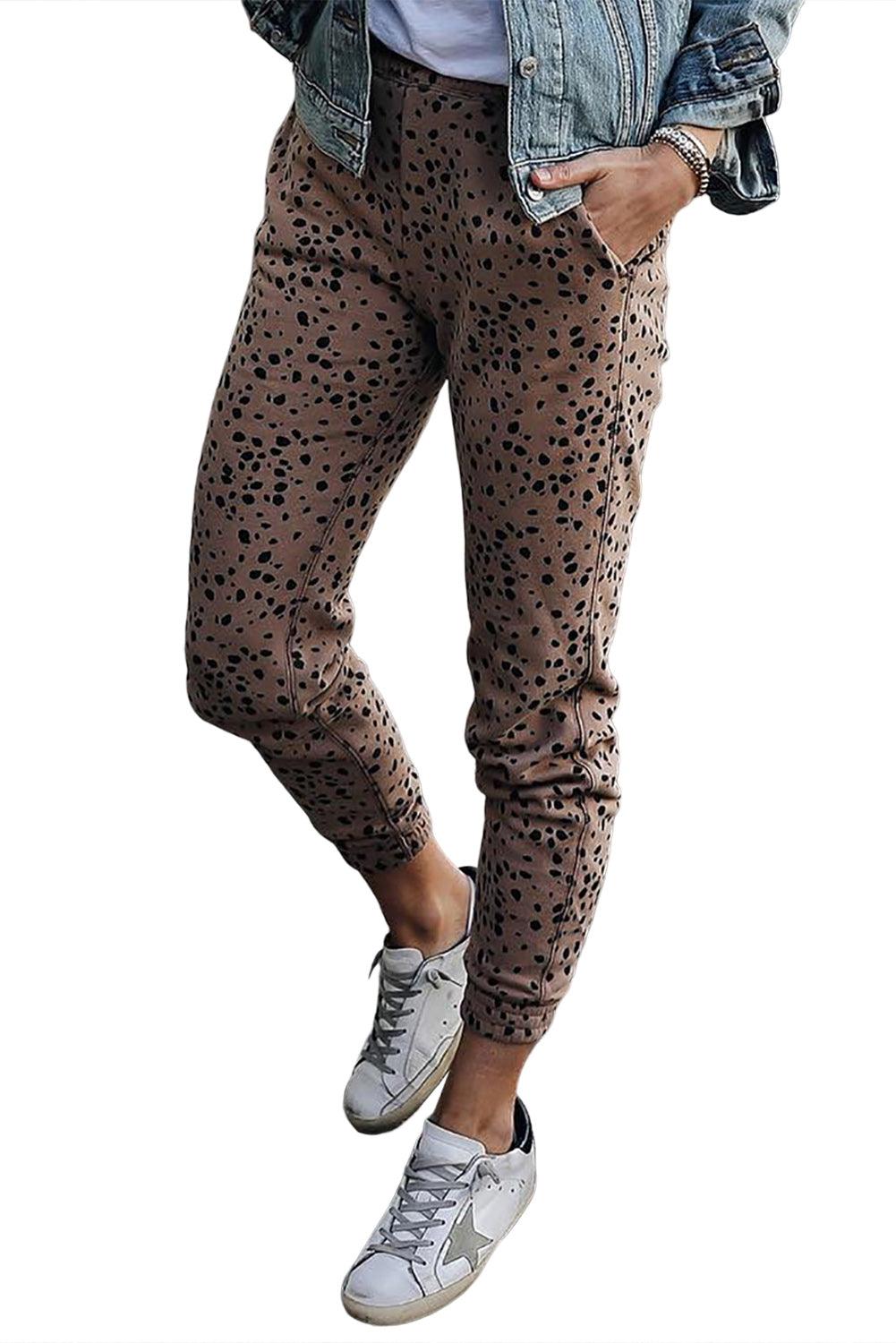 Leopard Animal Spots Pocketed Casual Skinny Pants - L & M Kee, LLC
