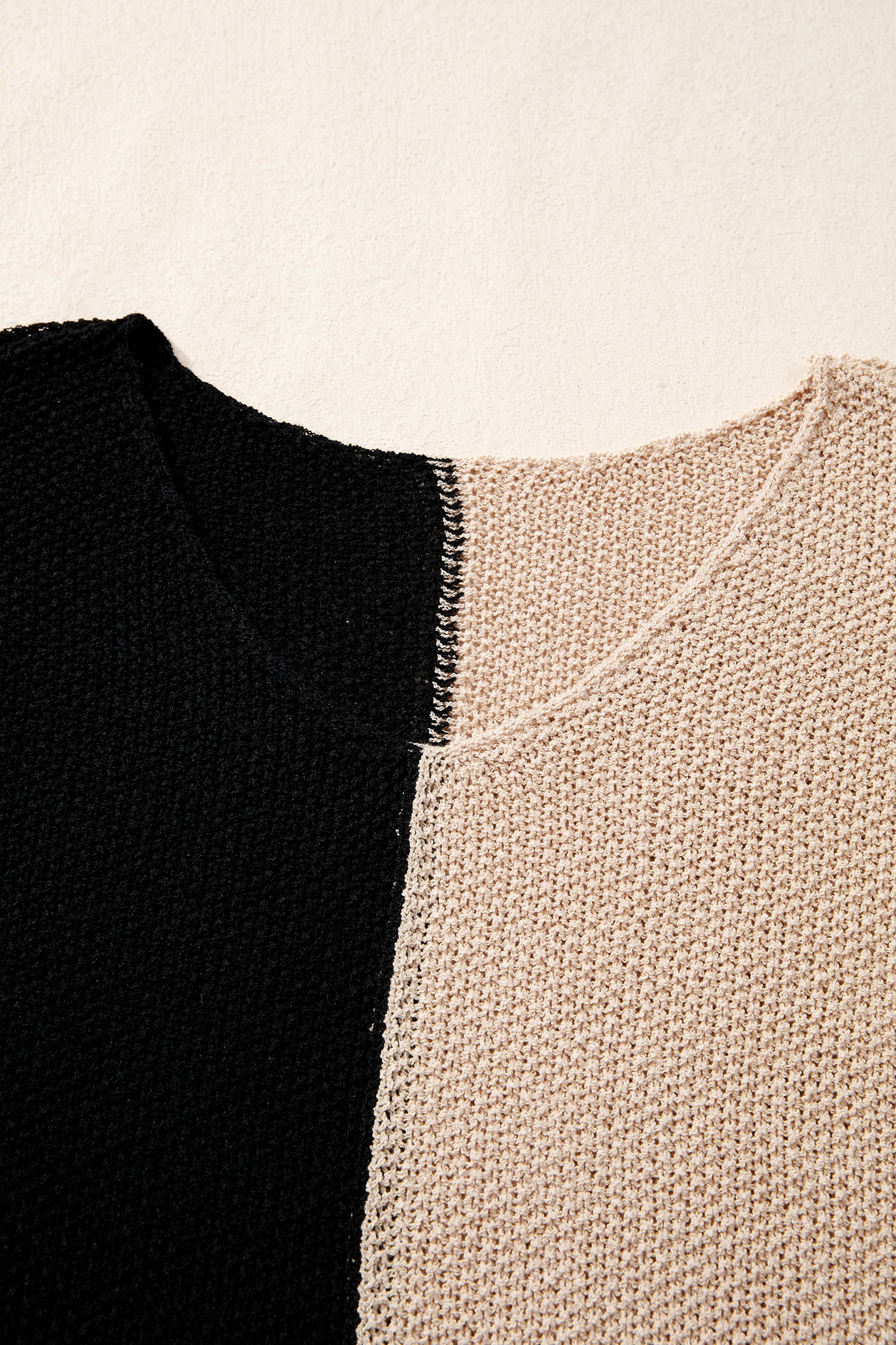 Chestnut Color Block Knit V Neck Loose Sweater