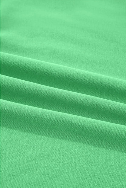 Bright Green Drop Shoulder Puff Sleeve Crop Pullover Drawstring Wide Leg Pants Set