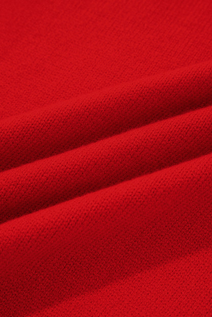 Fiery Red Merry Snowflake Pattern Christmas Turtleneck Sweater