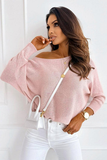 Pink Ribbon Bow Knot Dolman Sleeve Sweater - L & M Kee, LLC